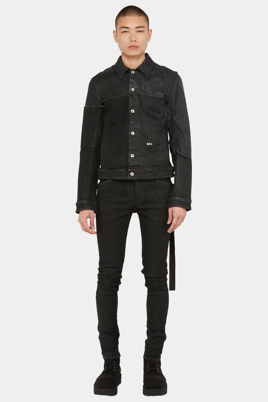 Black overlayed denim jacket