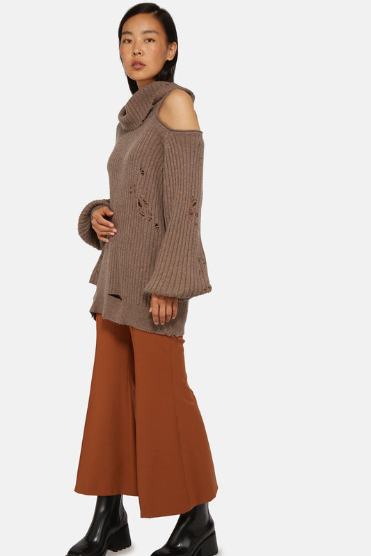 Faith Connexion Brown distressed sweater