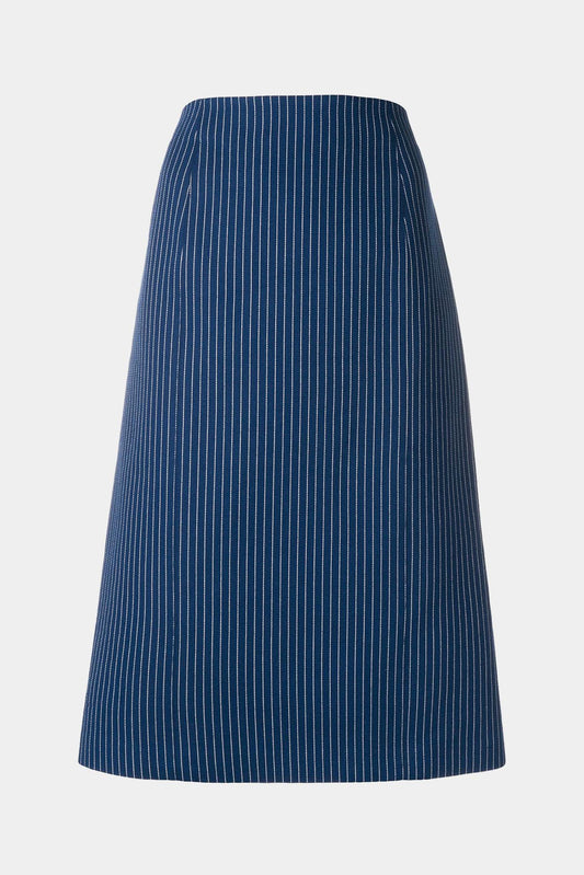 Blue cotton skirt with white stripes