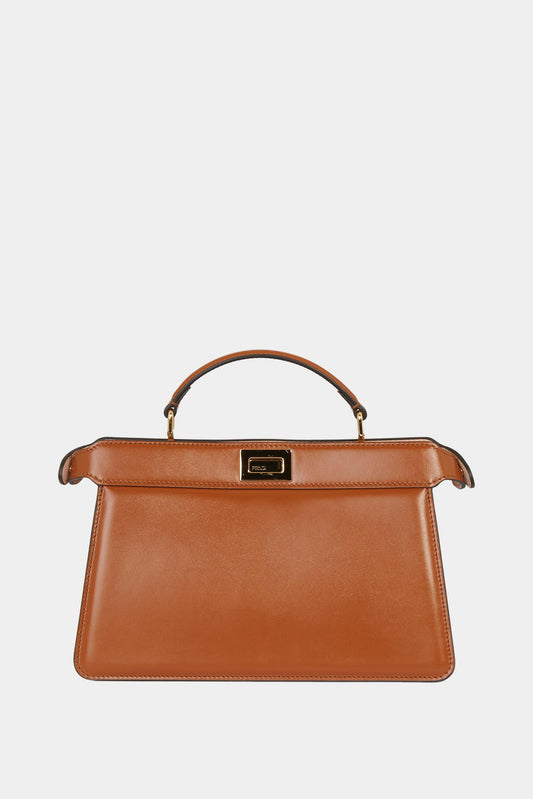 "Peekaboo ISeeU" brown calf leather handbag