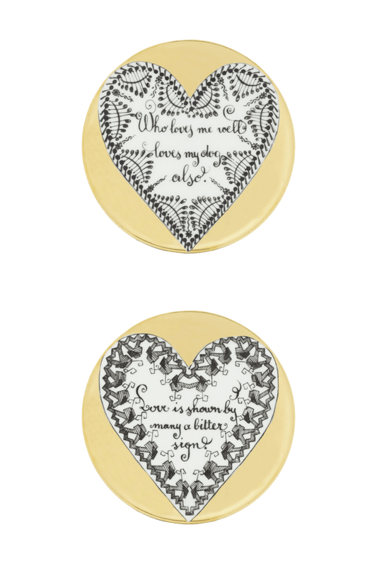 Fornasetti Set de 8 dessous de verre Love - doré - LECLAIREUR