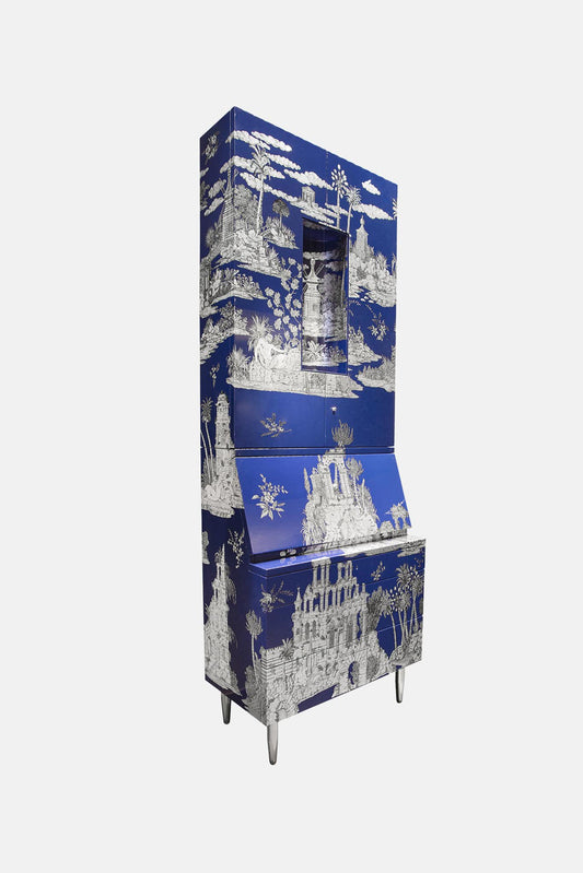 Fornasetti Trumeau Grand Coromandel - bleu nuit/argenté - LECLAIREUR
