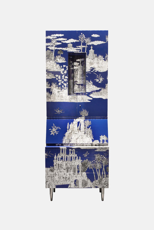 Fornasetti Trumeau Grand Coromandel - bleu nuit/argenté - LECLAIREUR