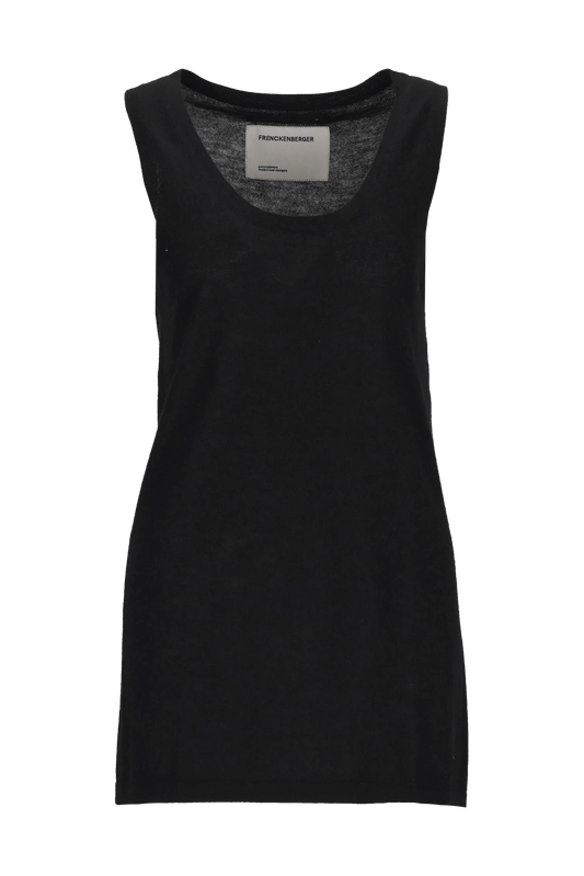 Frenckenberger Long tank top in black cashmere