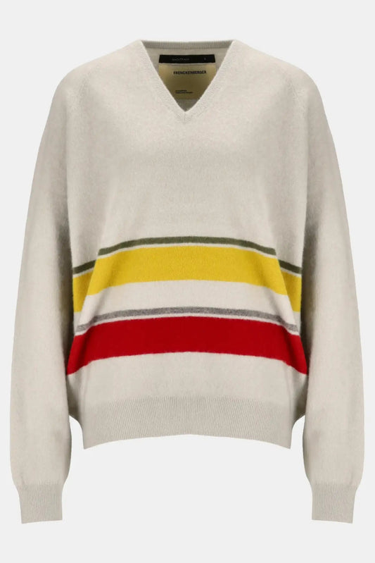 Frenckenberger Cashmere sweater with colorful line design