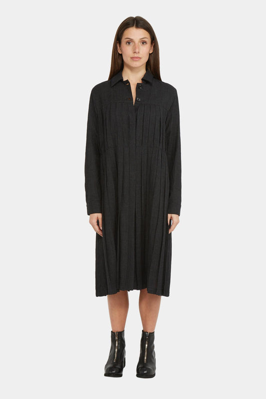 Geoffrey B. Small pleated wool and gray cotton dress