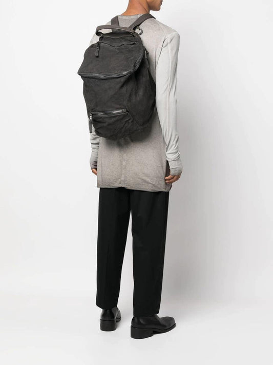 Giorgio Brato Dark Grey Suede Zipped Backpack