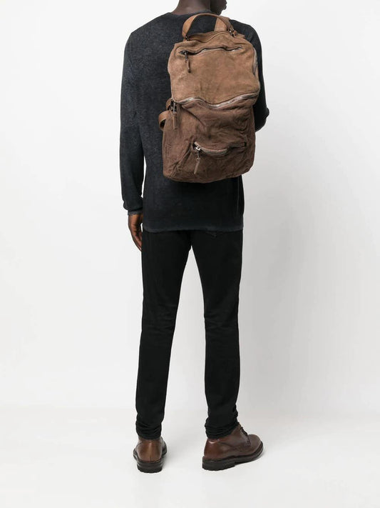 Giorgio Brato Brown suede zipped backpack