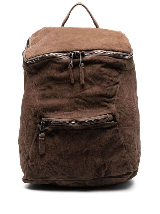 Giorgio Brato Brown suede zipped backpack