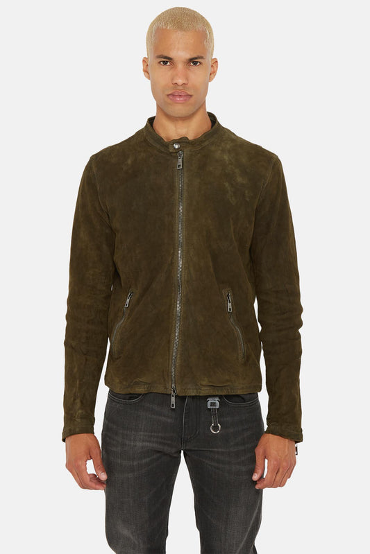 Giorgio Brato Short khaki leather jacket