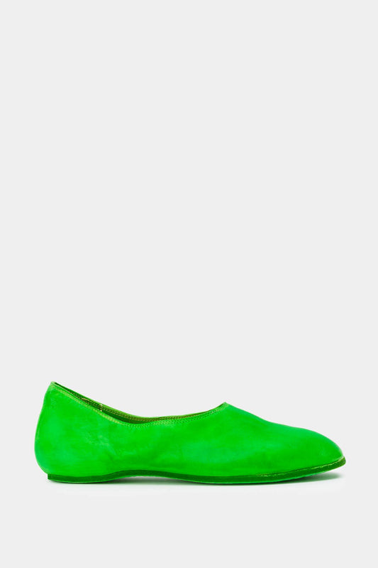 Guidi Neon green leather ballerinas