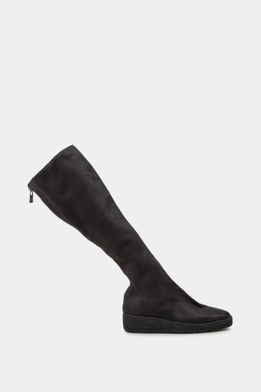 Guidi Black leather wedge boots