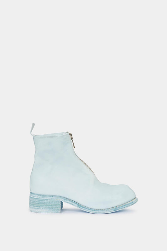 Blue leather heel boots