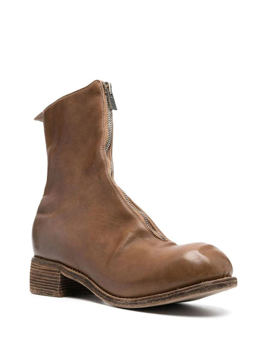 Guidi Camel boots with front zipper