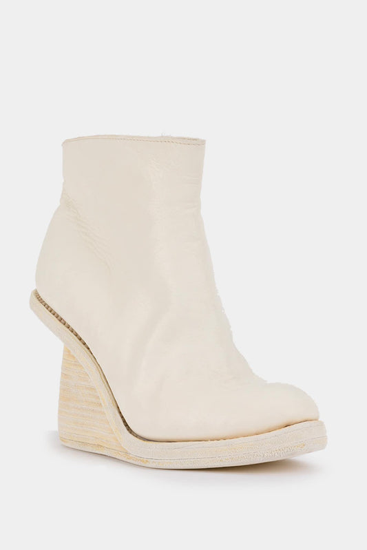 Guidi White leather wedge ankle boots