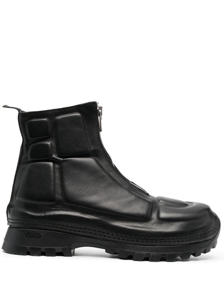 Guidi Black embossed boots with front zip