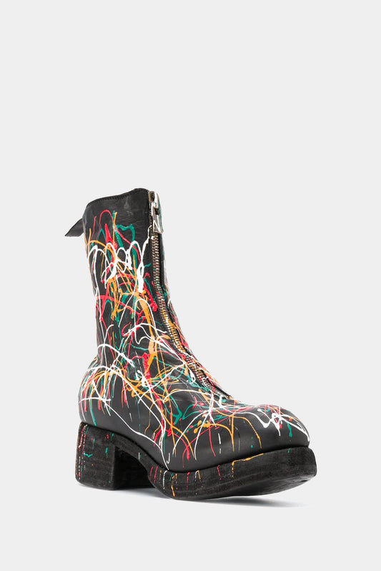 Guidi Painted-effect leather ankle boots
