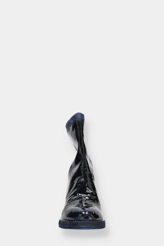 Guidi Bottines en cuir vernis bleu à effet pailleté - LECLAIREUR