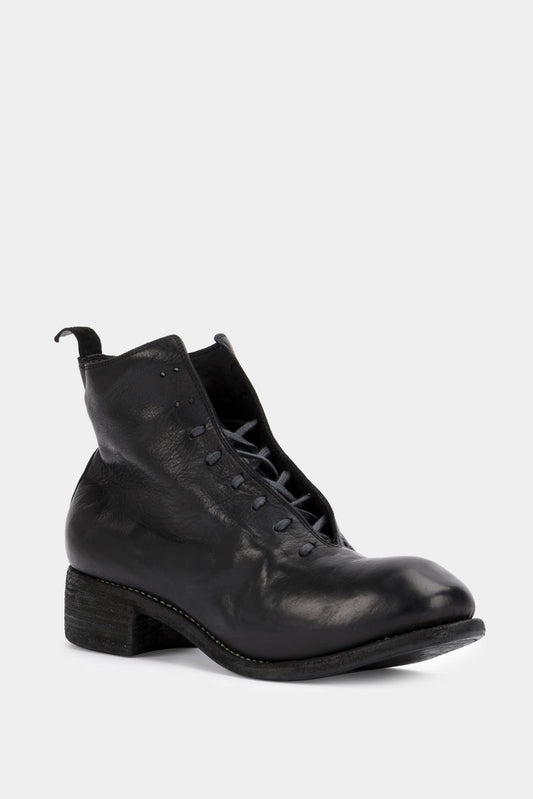 Guidi Black leather lace-up ankle boots