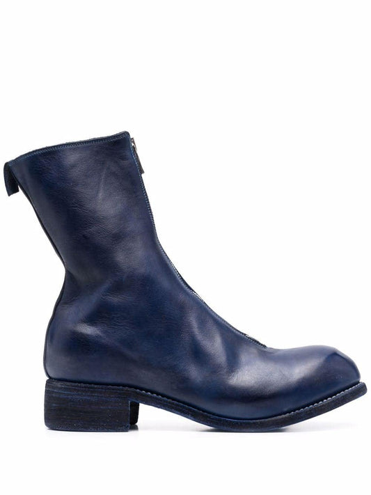 Guidi blue zipped boots with round ends