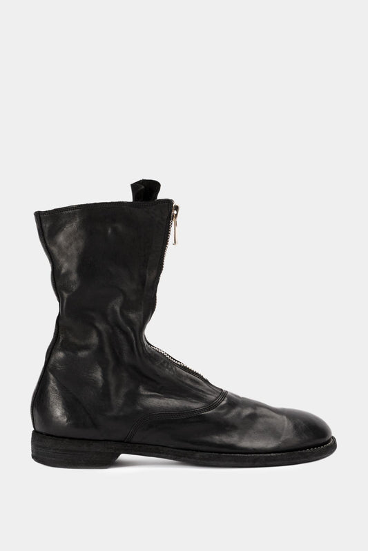 Guidi Zipped black leather ankle boots