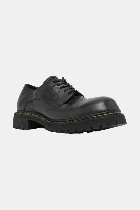 Guidi Black leather lace-up shoes