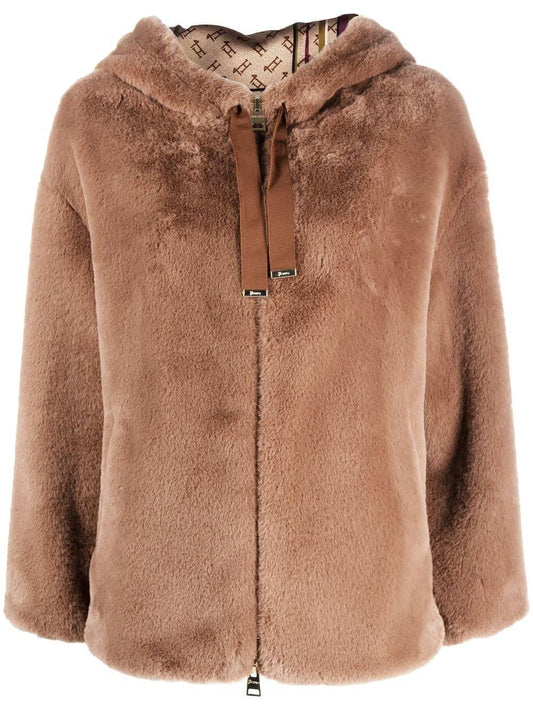 Herno Synthetic brown fur jacket