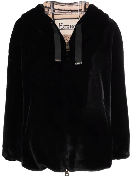 Herno Jacket in black synthetic fur