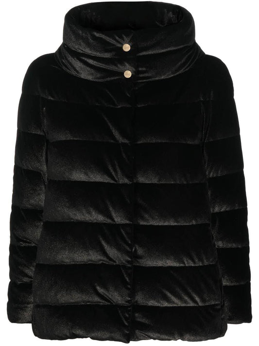 Herno Quilted padded jacket in black velvet