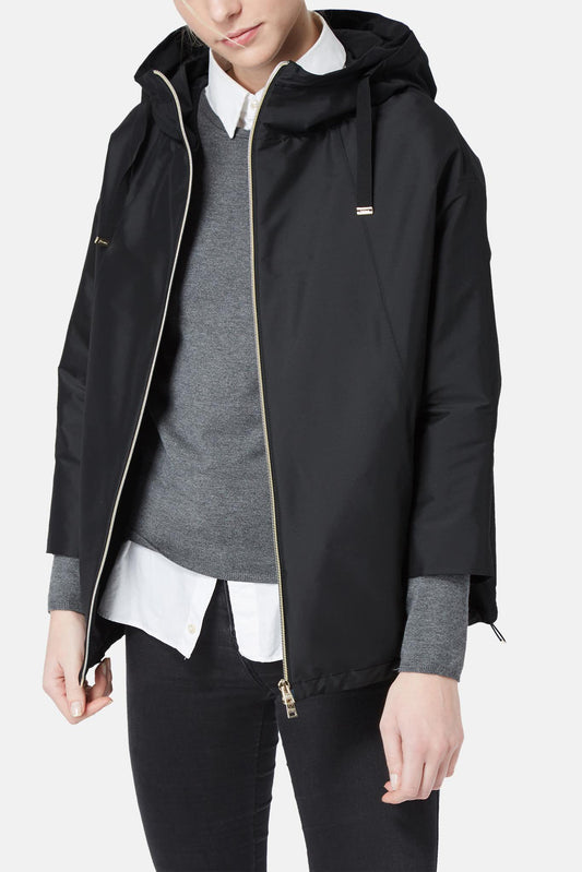 Herno Black polyester hooded coat