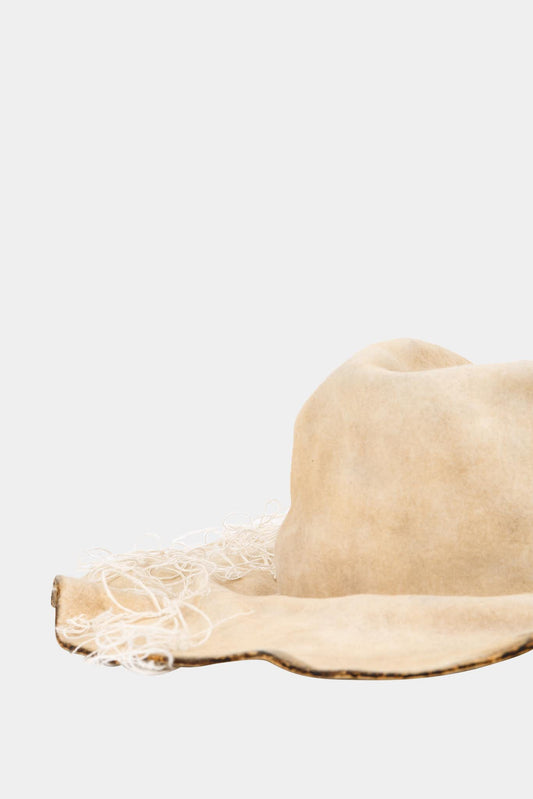 Horisaki Ivory rabbit felt hat with yokes details