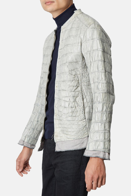 Isaac Sellam Brutal light grey crocodile leather jacket