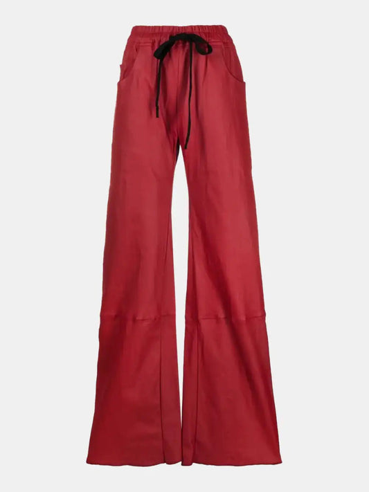 Isaac Sellam Pantalon ample "ELEPANT" en cuir rouge - LECLAIREUR
