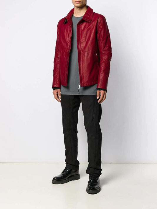 Red calf leather jacket