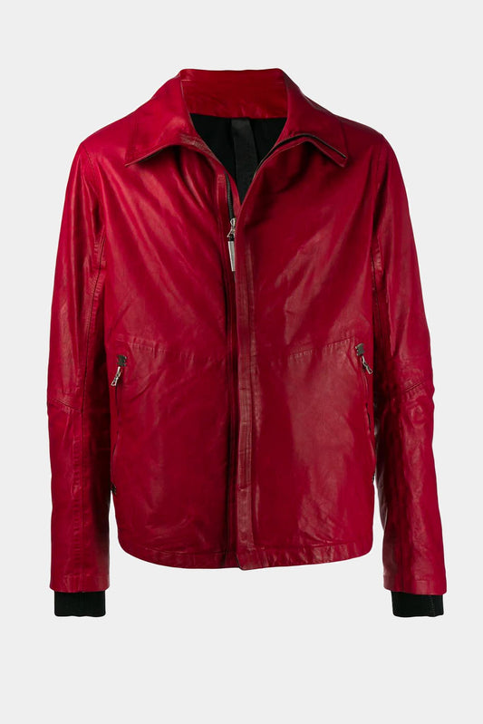 Red calf leather jacket