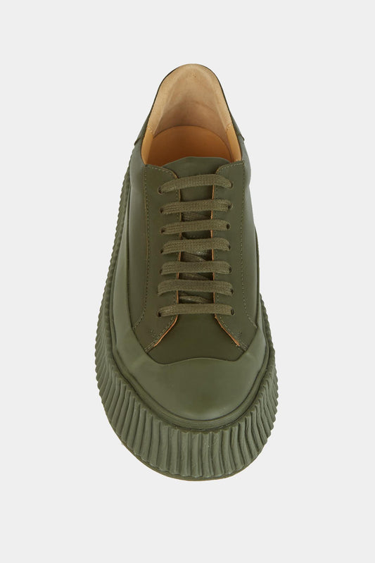 Jil Sander Baskets basses à plateforme kaki - LECLAIREUR
