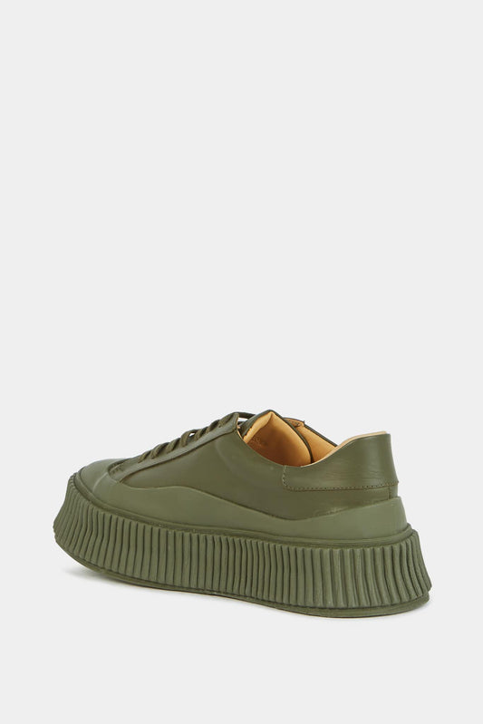 Jil Sander Baskets basses à plateforme kaki - LECLAIREUR