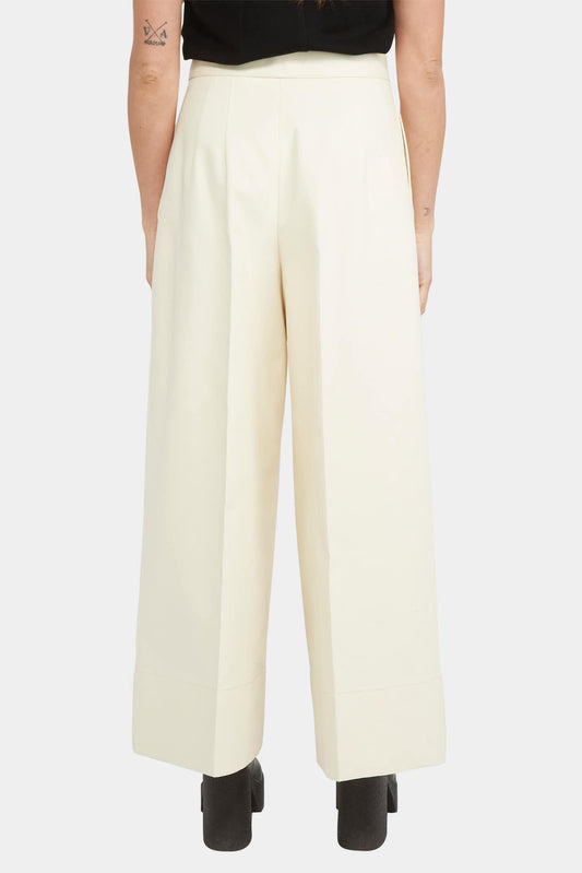 Jil Sander Pantalon large en coton beige - LECLAIREUR