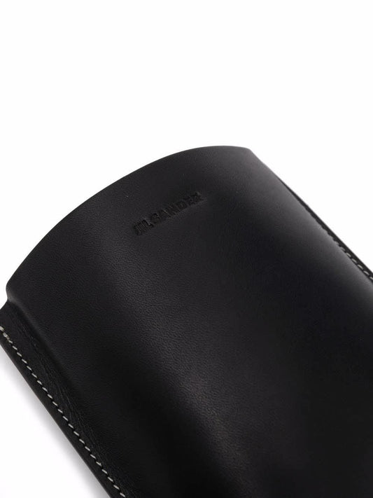 Jil Sander Pochette tour de cou pour téléphone en cuir noir - LECLAIREUR