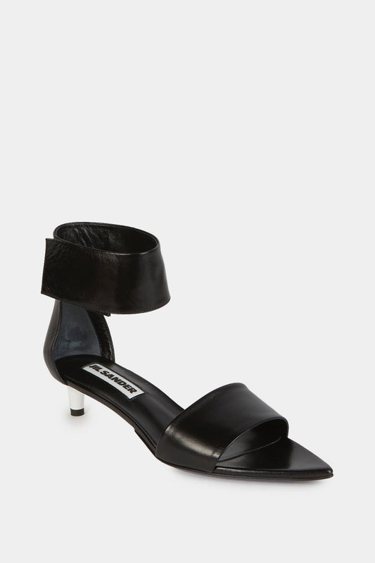 Black goat leather sandals