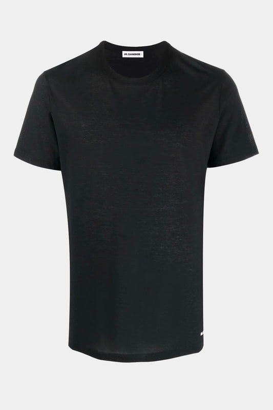 Black cotton t-shirt with logo print