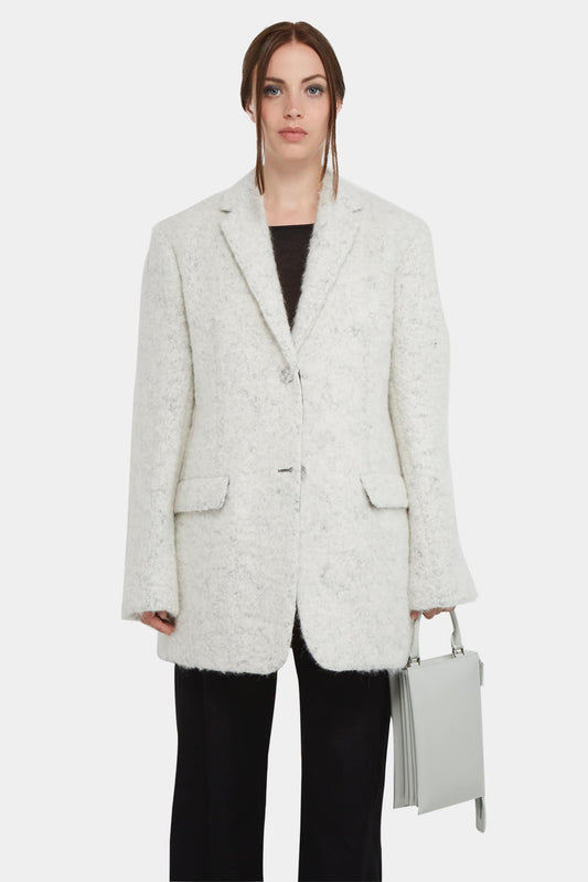 White alpaca wool oversized blazer jacket