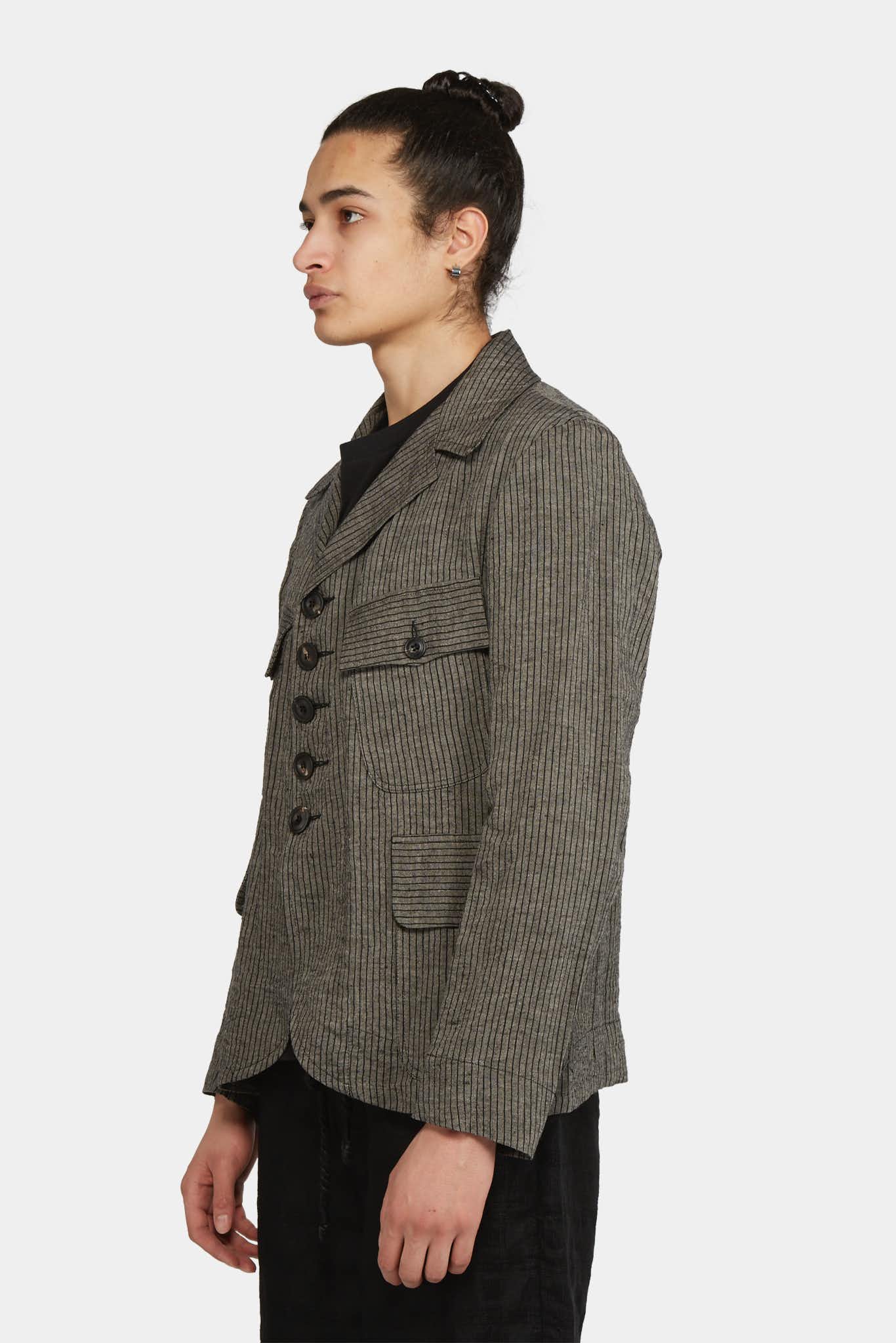 John Alexander Skelton striped jacket in gray linen – LECLAIREUR