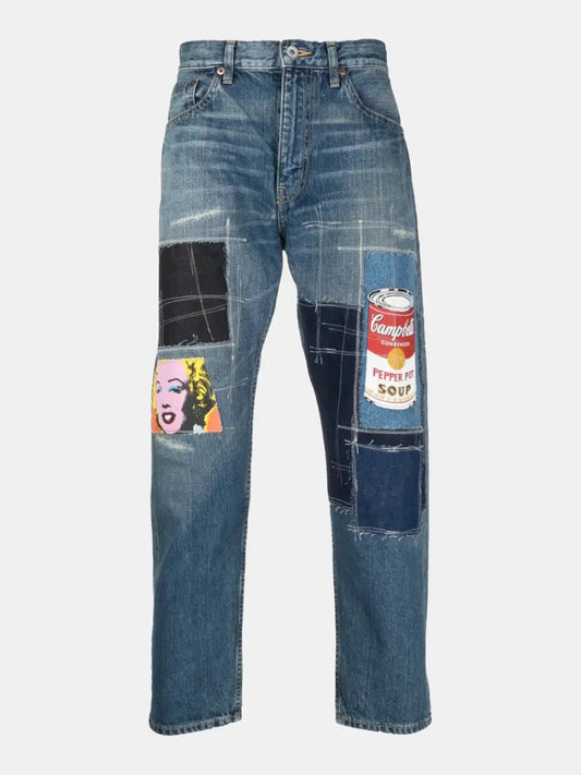 Junya Watanabe Patchwork design cropped jeans