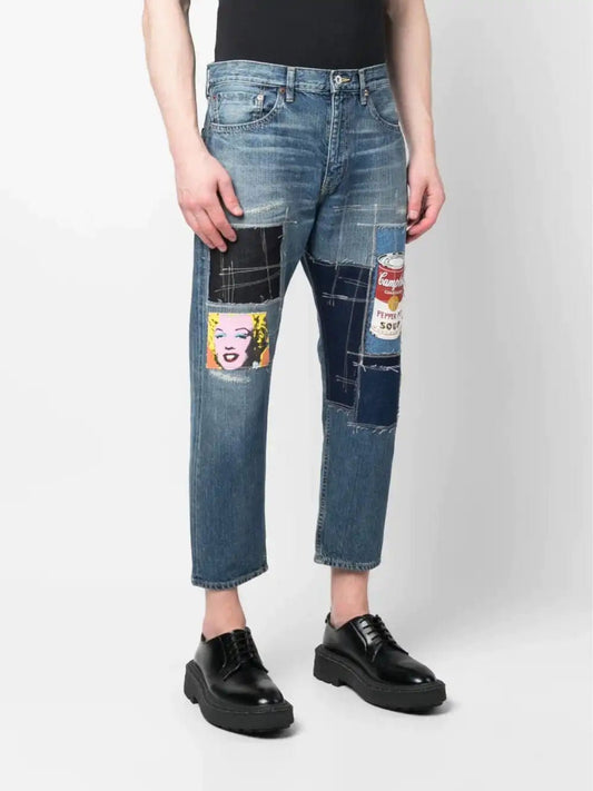 Junya Watanabe Patchwork design cropped jeans