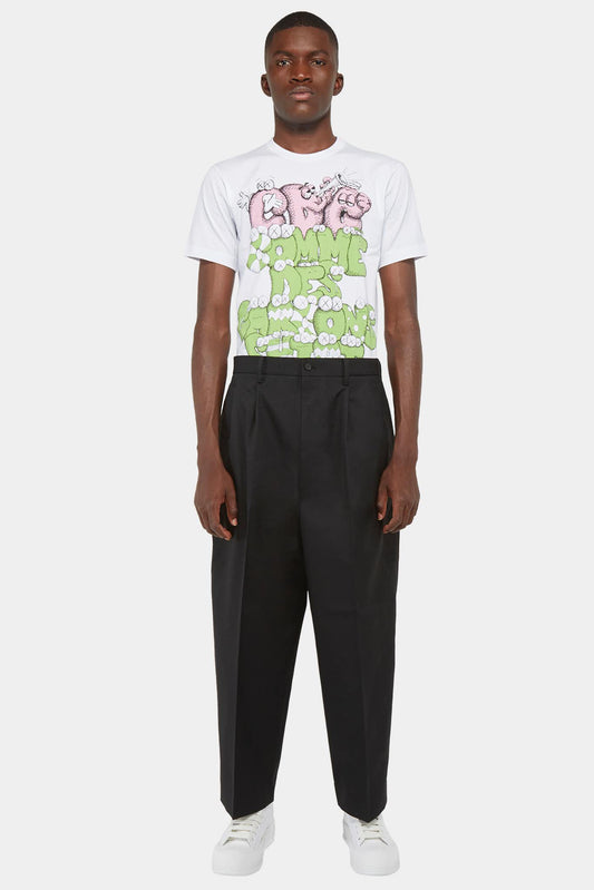 Black wool blend straight pants