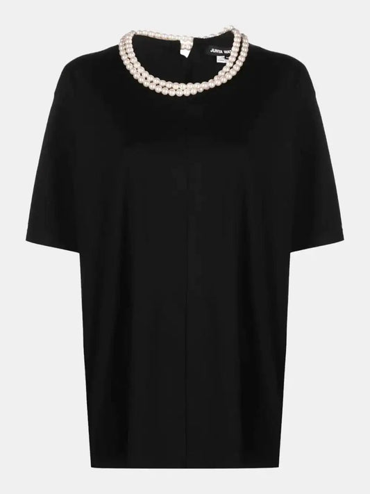 Junya Watanabe T-shirt en coton noir à détail de perles - LECLAIREUR