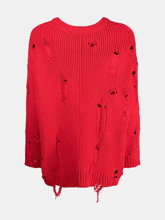 Juun.J Red sweater with worn effect