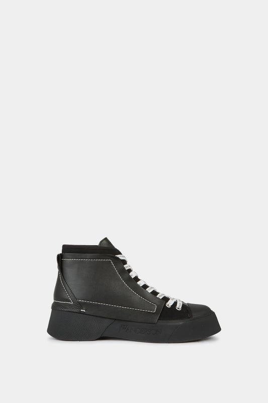 Black leather high top sneakers