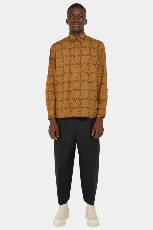 Brown monogrammed cotton shirt